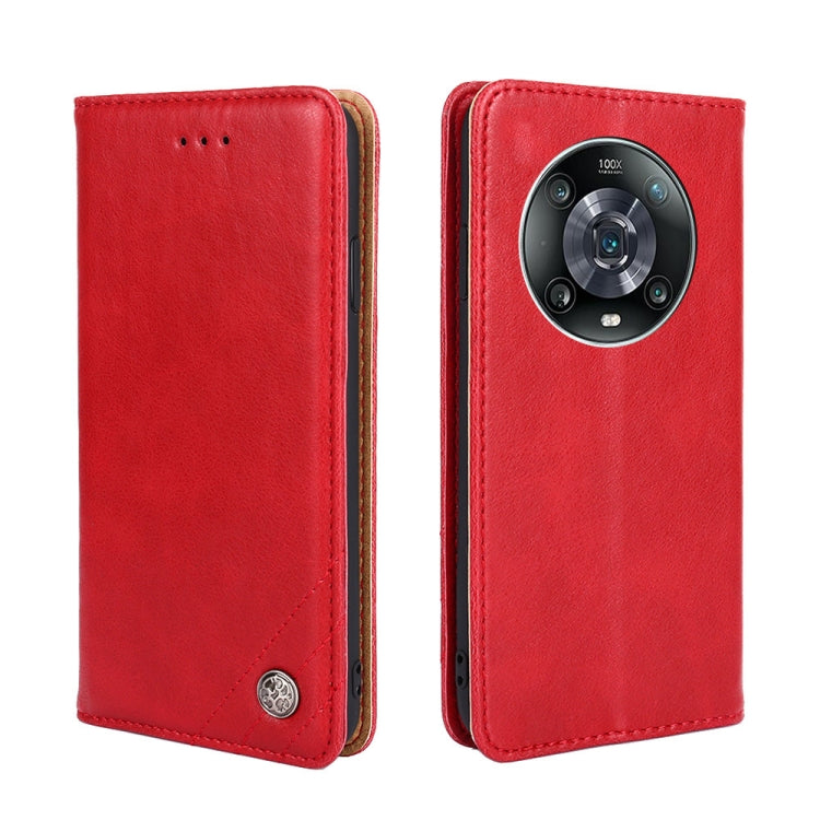 For Honor Magic4 Pro Non-Magnetic Retro Texture Leather Phone Case