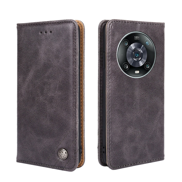 For Honor Magic4 Pro Non-Magnetic Retro Texture Leather Phone Case
