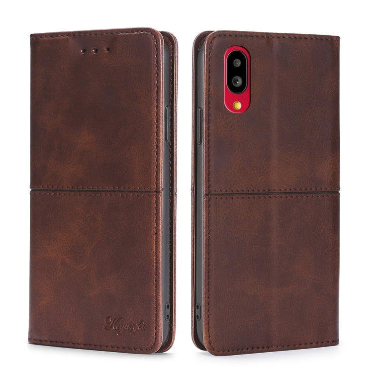 For Sharp Simple Sumaho 6/A201SH Cow Texture Magnetic Horizontal Flip Leather Phone Case