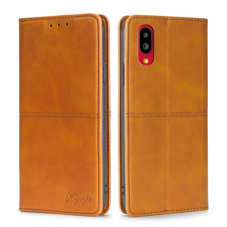 For Sharp Simple Sumaho 6/A201SH Cow Texture Magnetic Horizontal Flip Leather Phone Case