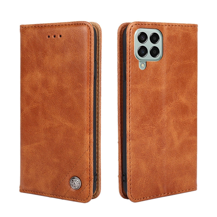 For Samsung Galaxy M33 5G Non-Magnetic Retro Texture Leather Phone Case