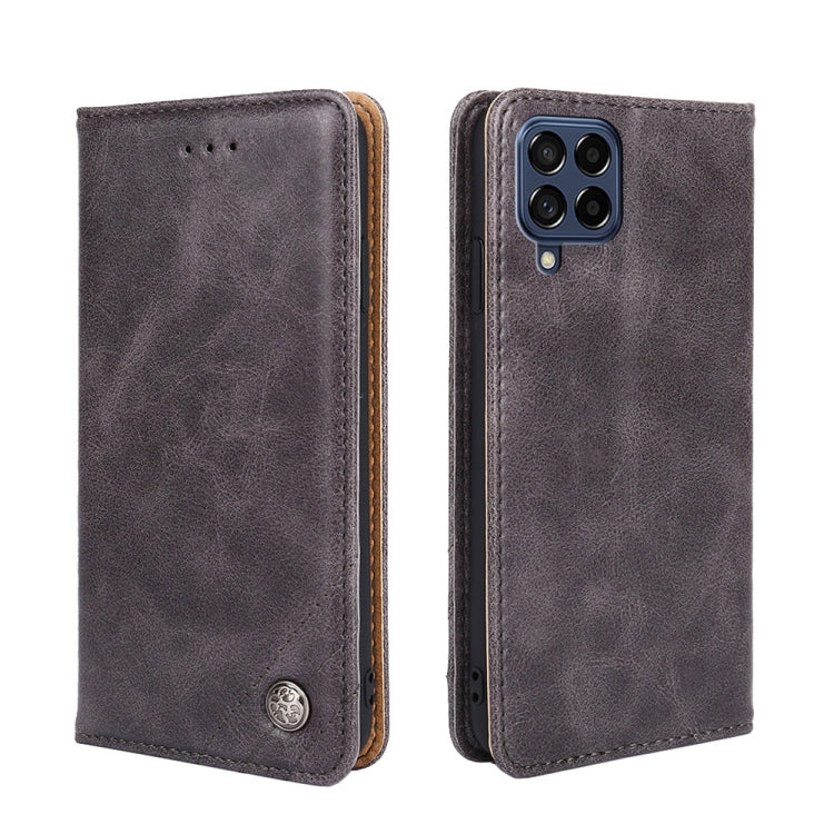 For Samsung Galaxy M53 5G Non-Magnetic Retro Texture Leather Phone Case