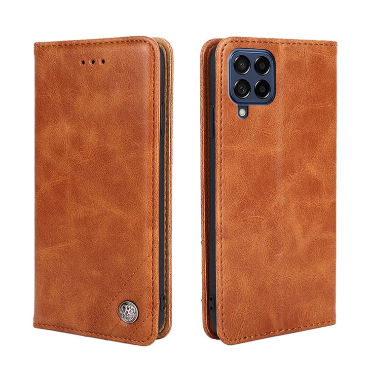 For Samsung Galaxy M53 5G Non-Magnetic Retro Texture Leather Phone Case