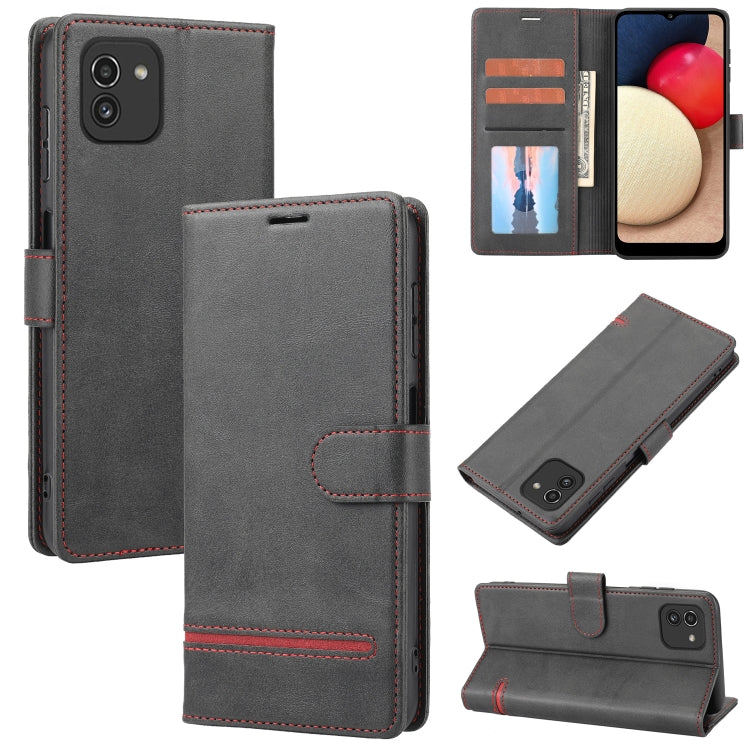 For Samsung Galaxy A03 166mm Classic Wallet Flip Leather Phone Case