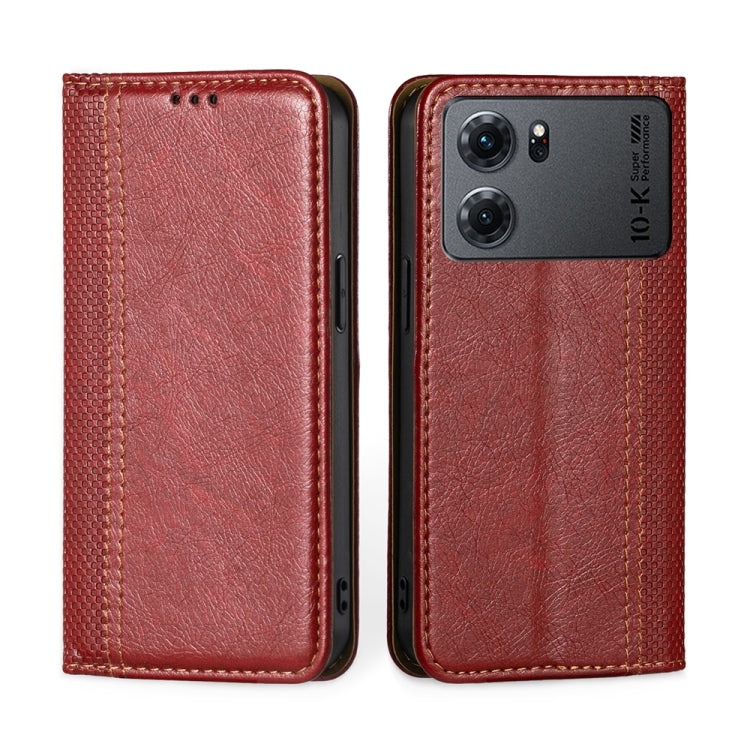 For OPPO K10 5G Grid Texture Magnetic Flip Leather Phone Case