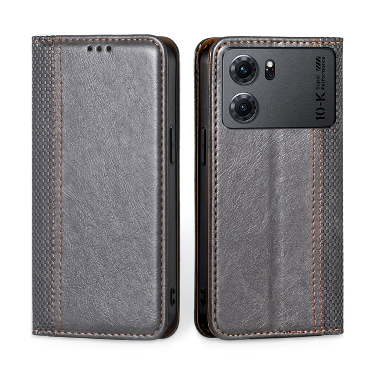 For OPPO K10 5G Grid Texture Magnetic Flip Leather Phone Case
