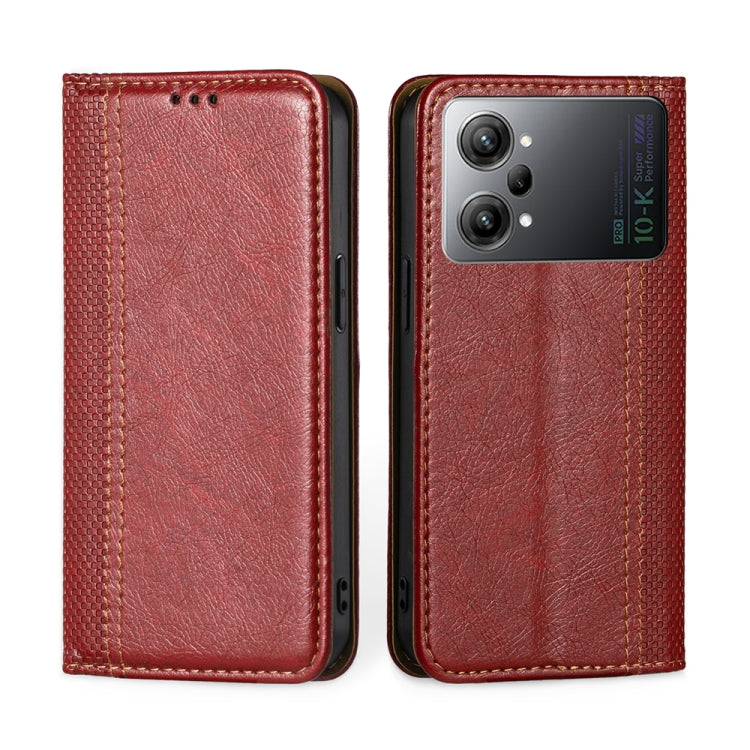 For OPPO K10 Pro 5G Grid Texture Magnetic Flip Leather Phone Case