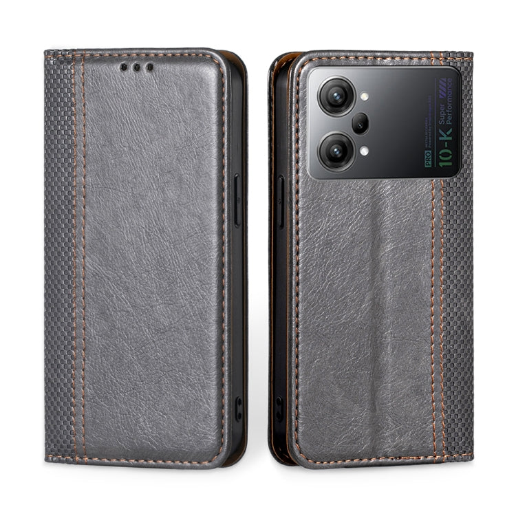 For OPPO K10 Pro 5G Grid Texture Magnetic Flip Leather Phone Case