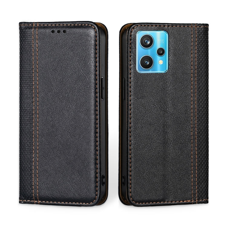 For OPPO Realme 9 Pro+ Grid Texture Magnetic Flip Leather Phone Case
