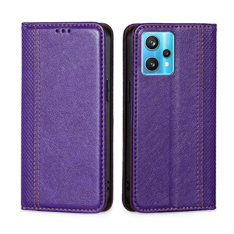 For OPPO Realme 9 Pro+ Grid Texture Magnetic Flip Leather Phone Case