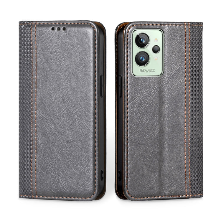 For OPPO Realme GT2 Pro Grid Texture Magnetic Flip Leather Phone Case