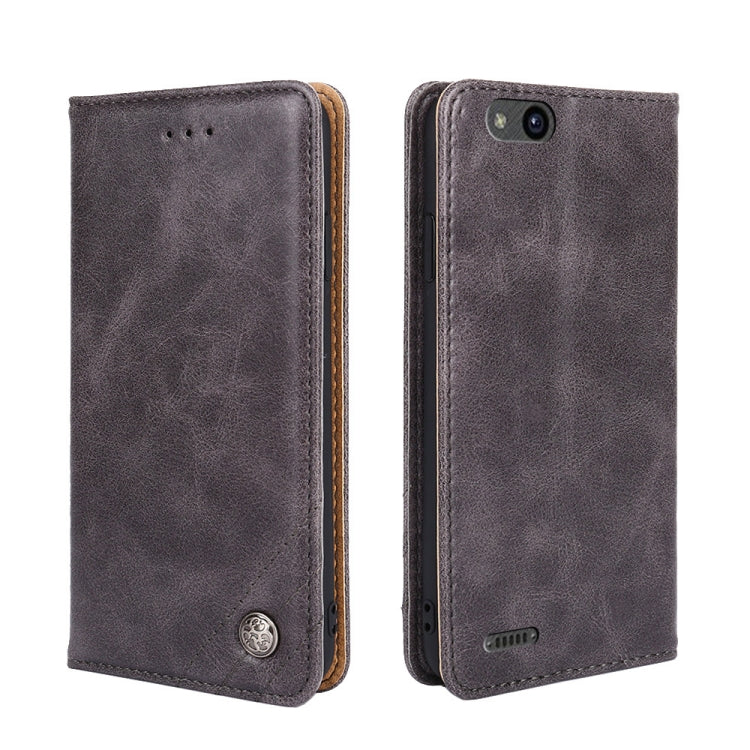 For ZTE Tempo X Non-Magnetic Retro Texture Leather Phone Case
