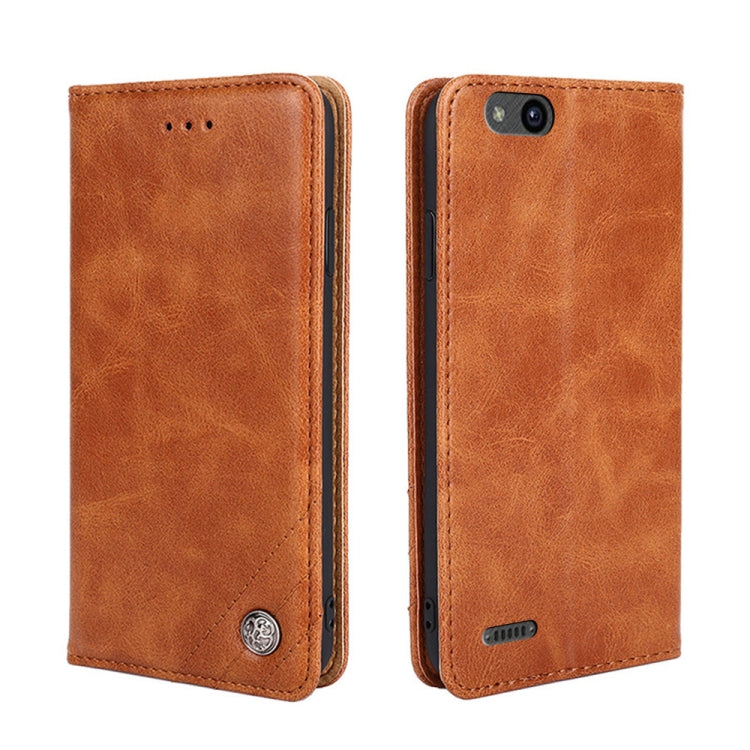 For ZTE Tempo X Non-Magnetic Retro Texture Leather Phone Case
