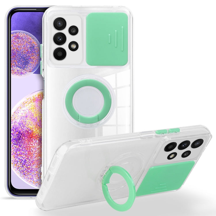 For Samsung Galaxy A23 Sliding Camera Cover Design TPU Protective Phone Case with Ring Holder