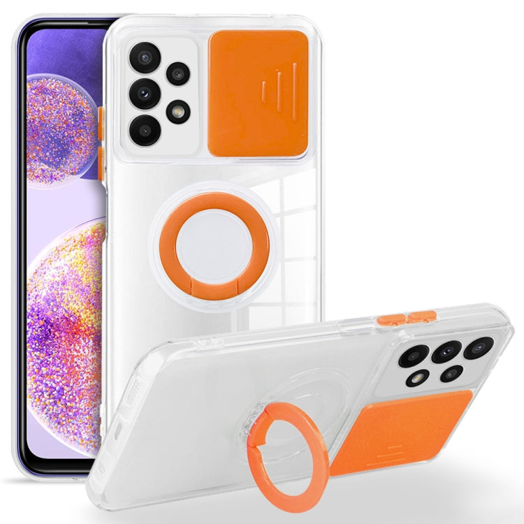 For Samsung Galaxy A23 Sliding Camera Cover Design TPU Protective Phone Case with Ring Holder