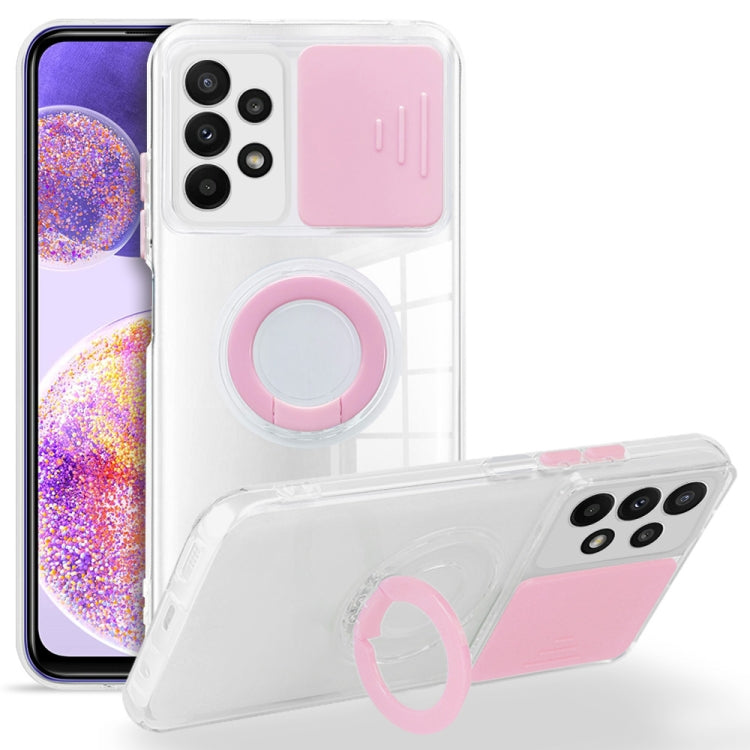 For Samsung Galaxy A23 Sliding Camera Cover Design TPU Protective Phone Case with Ring Holder