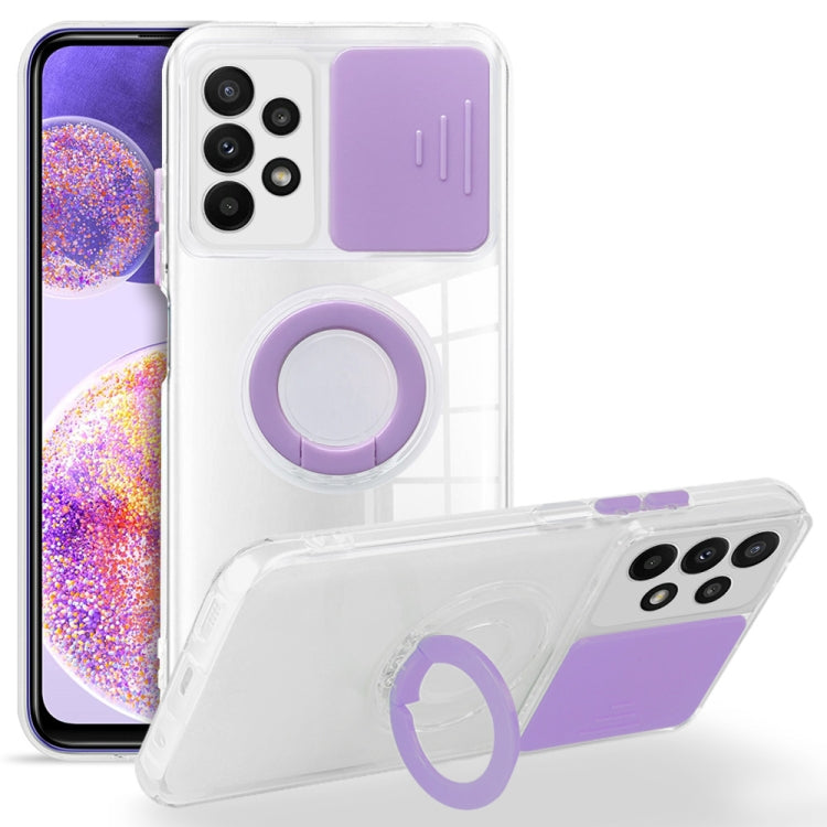 For Samsung Galaxy A23 Sliding Camera Cover Design TPU Protective Phone Case with Ring Holder