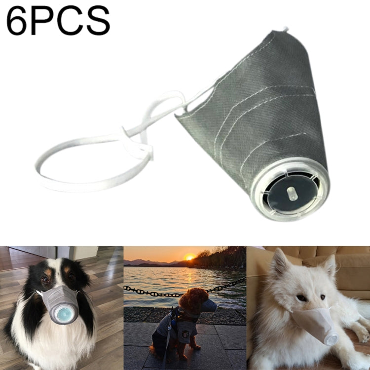 6 PCS Breathable Dustproof Mask Pet Dog Mouth Air Filtration Mask, Size: L 30cm x 11cm(Grey)