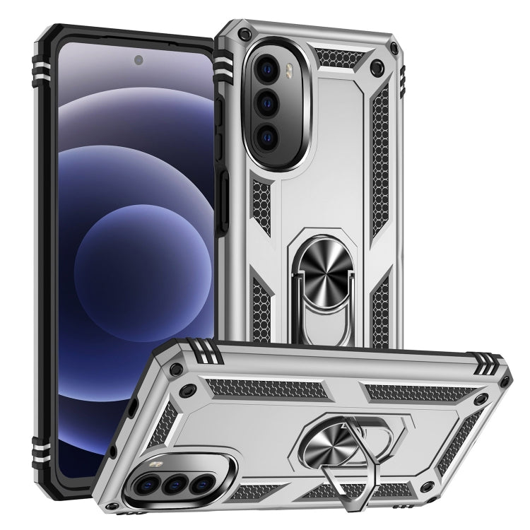 For Motorola Moto G52 Shockproof TPU + PC Holder Phone Case