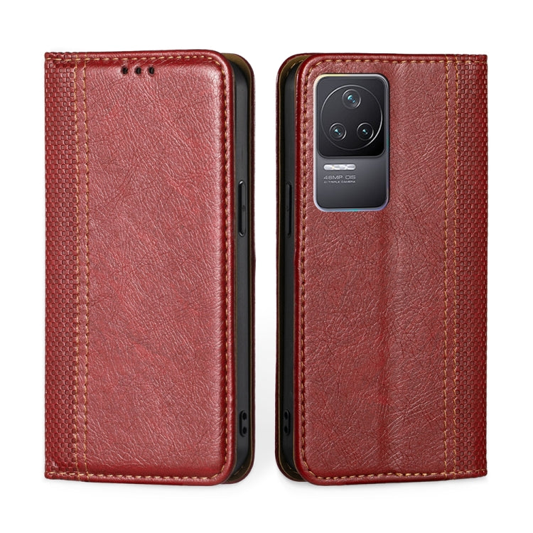 For Xiaomi Redmi K50 / K50 Pro Grid Texture Magnetic Flip Leather Phone Case