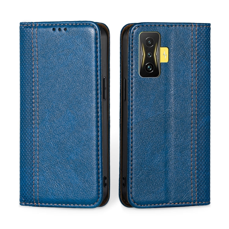 For Xiaomi Redmi K50 Gaming / Poco F4 GT Grid Texture Magnetic Flip Leather Phone Case