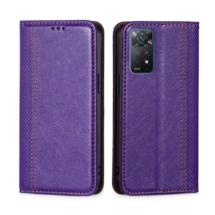 For Xiaomi Redmi Note 11 Pro 4G/5G Global Grid Texture Magnetic Flip Leather Phone Case