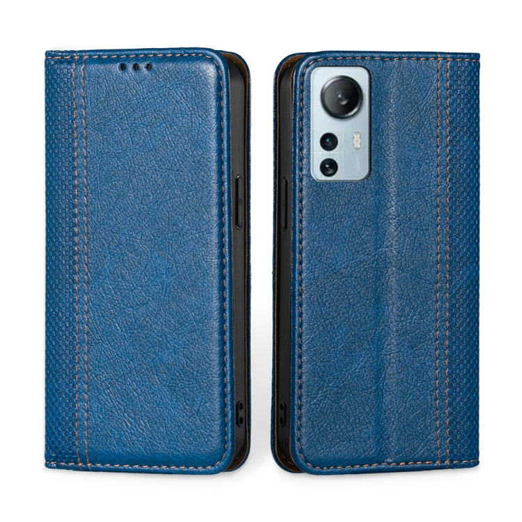 For Xiaomi 12 Lite Grid Texture Magnetic Flip Leather Phone Case