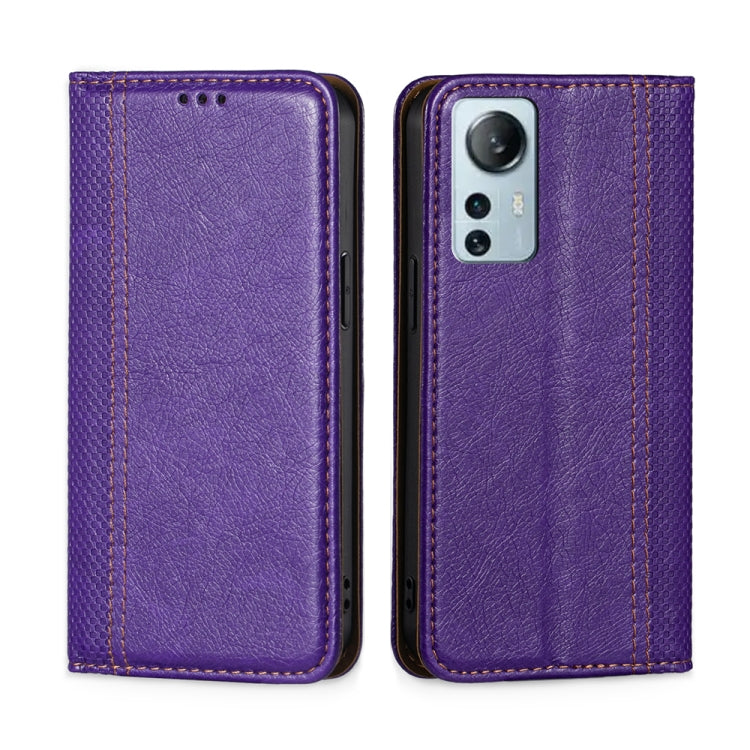 For Xiaomi 12 Lite Grid Texture Magnetic Flip Leather Phone Case