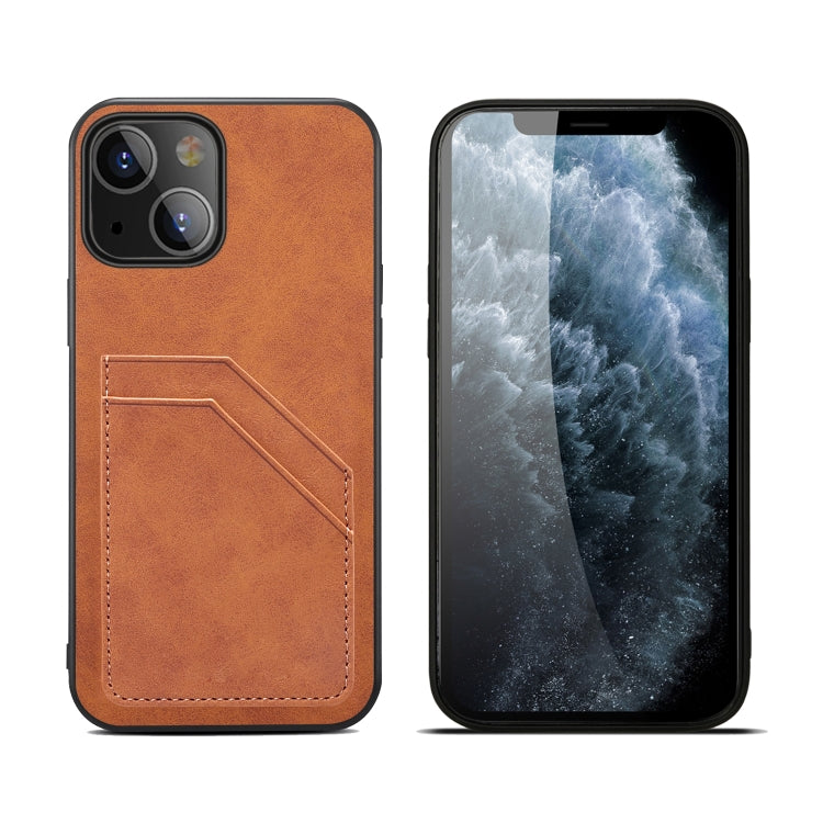 For iPhone 13 Card Slots Full Coverage PU+TPU Phone Case