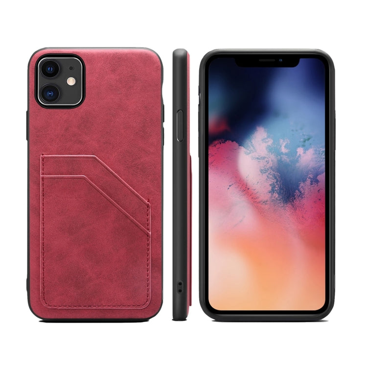 For iPhone 11 Card Slots Full Coverage PU+TPU Phone Case