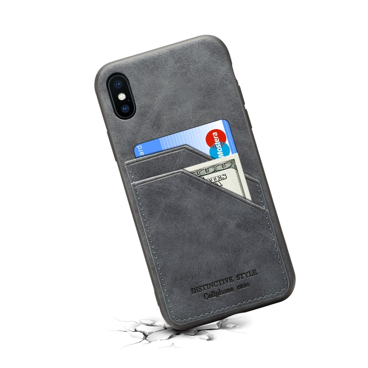 For iPhone X / XS Card Slots Full Coverage PU+TPU Phone Case