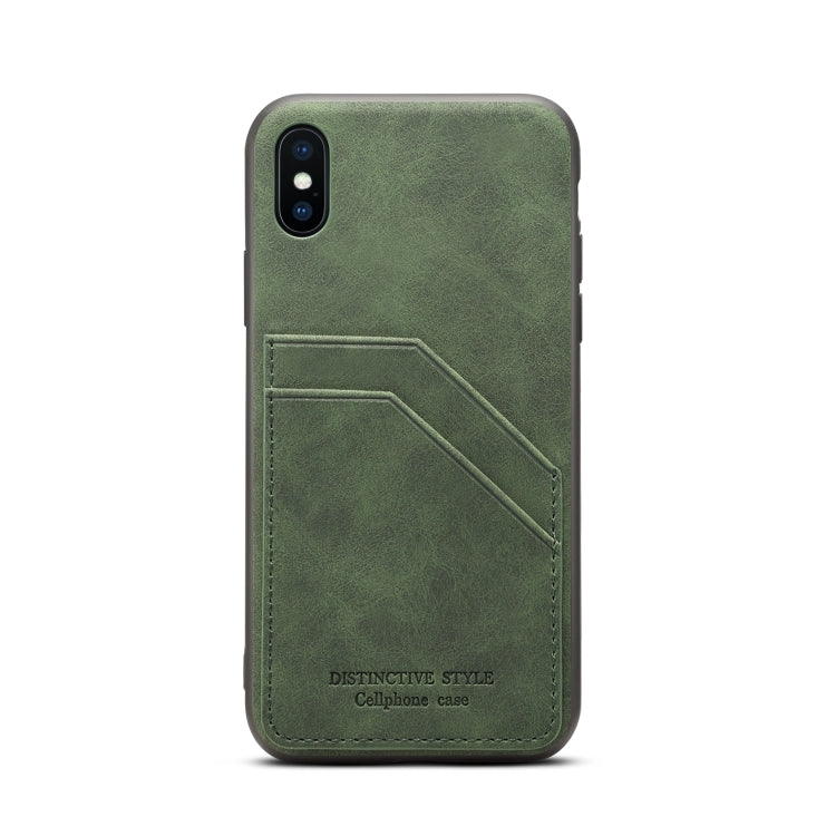 For iPhone X / XS Card Slots Full Coverage PU+TPU Phone Case