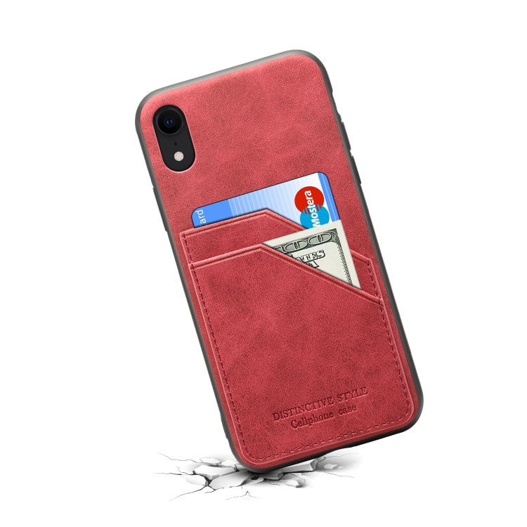 For iPhone XR Card Slots Full Coverage PU+TPU Phone Case