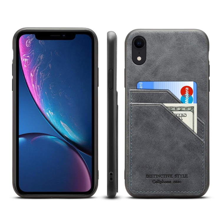 For iPhone XR Card Slots Full Coverage PU+TPU Phone Case