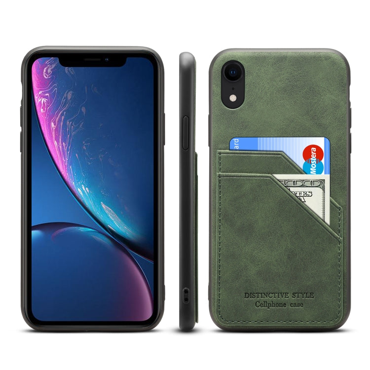 For iPhone XR Card Slots Full Coverage PU+TPU Phone Case