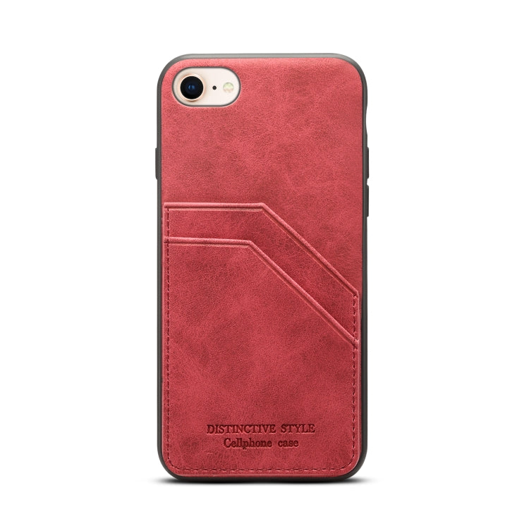 For iPhone SE 2022 / SE 2020 / 8 / 7 Card Slots Full Coverage PU+TPU Phone Case