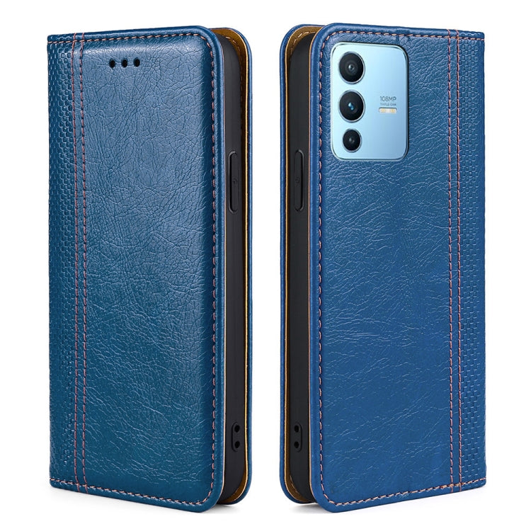 For vivo S12 Pro / V23 Pro Grid Texture Magnetic Flip Leather Phone Case