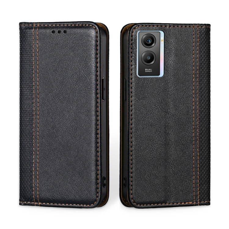 For vivo Y55s 5G Grid Texture Magnetic Flip Leather Phone Case