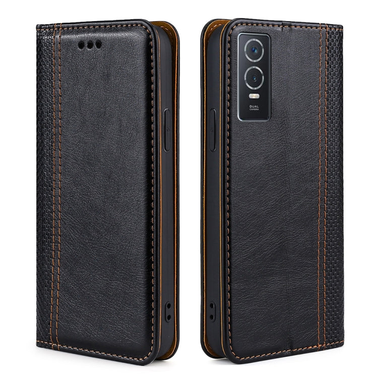 For vivo Y76s China / Y74s Grid Texture Magnetic Flip Leather Phone Case