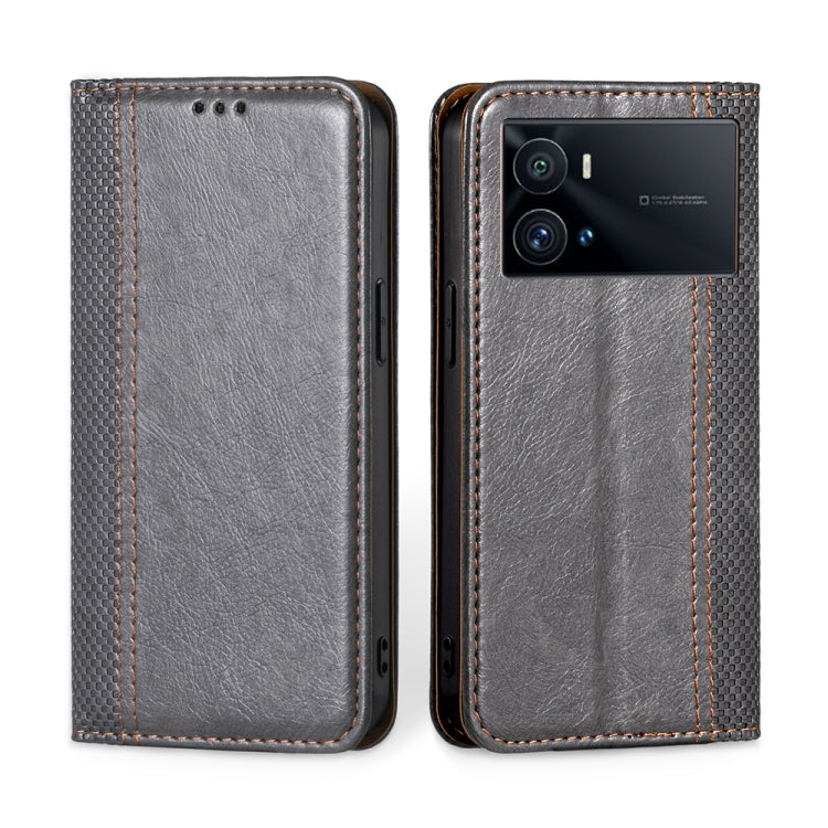 For vivo iQOO 9 Pro 5G Grid Texture Magnetic Flip Leather Phone Case