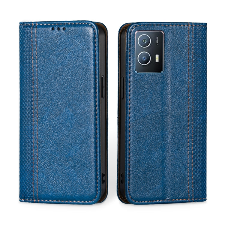 For vivo iQOO U5 Grid Texture Magnetic Flip Leather Phone Case