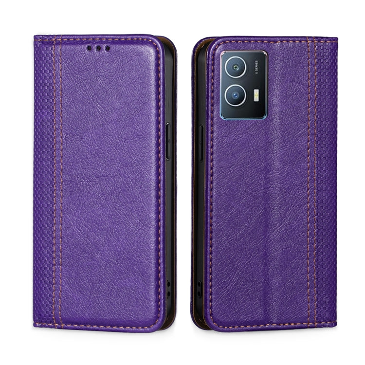 For vivo iQOO U5 Grid Texture Magnetic Flip Leather Phone Case