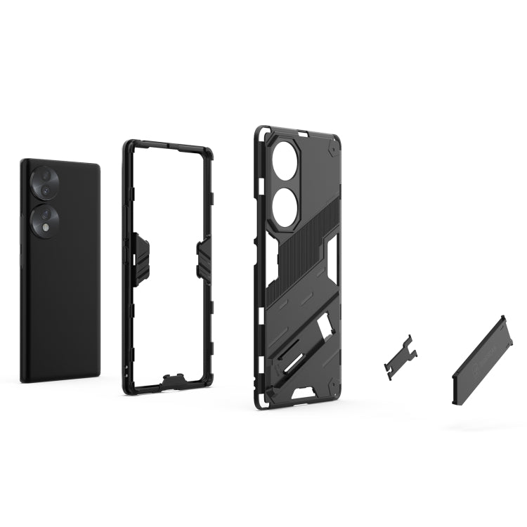 For Honor 70 Punk Armor 2 in 1 PC + TPU Shockproof Case with Invisible Holder