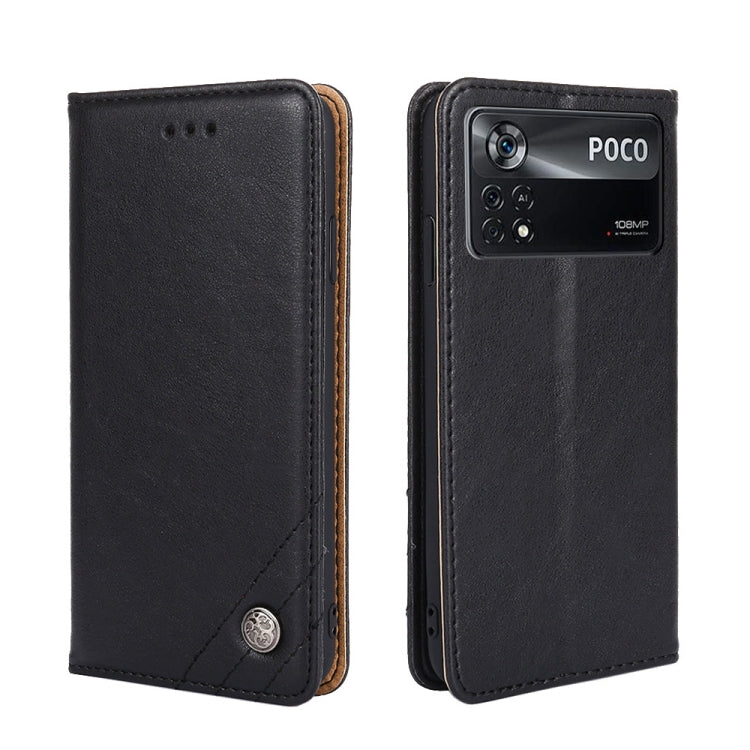For Xiaomi Poco X4 Pro 5G Non-Magnetic Retro Texture Leather Phone Case