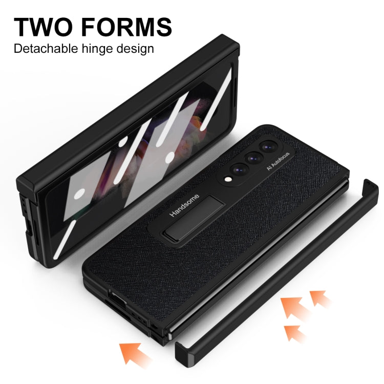 For Samsung Galaxy Z Fold3 Integrated  Cross Texture Hinge Full Coverage Flip Phone Case