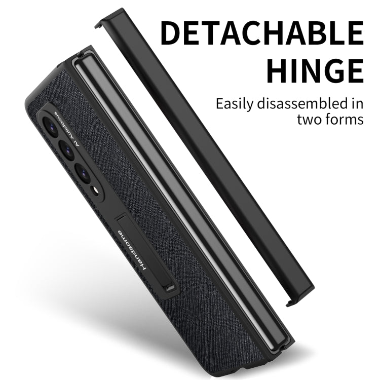 For Samsung Galaxy Z Fold3 Integrated  Cross Texture Hinge Full Coverage Flip Phone Case