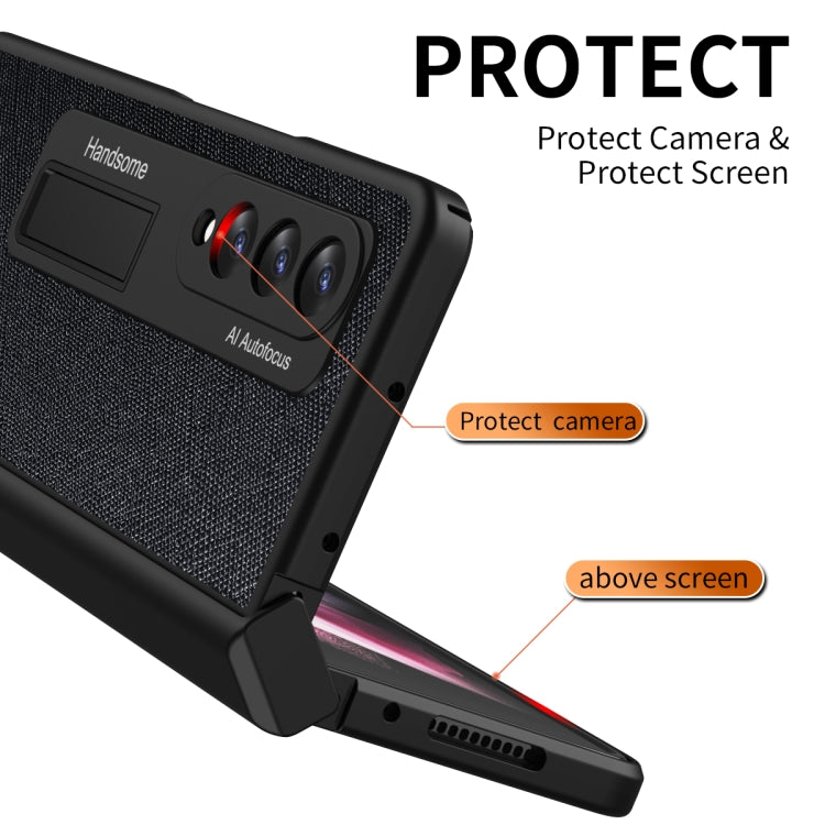 For Samsung Galaxy Z Fold3 Integrated  Cross Texture Hinge Full Coverage Flip Phone Case