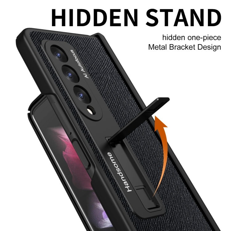 For Samsung Galaxy Z Fold3 Integrated  Cross Texture Hinge Full Coverage Flip Phone Case