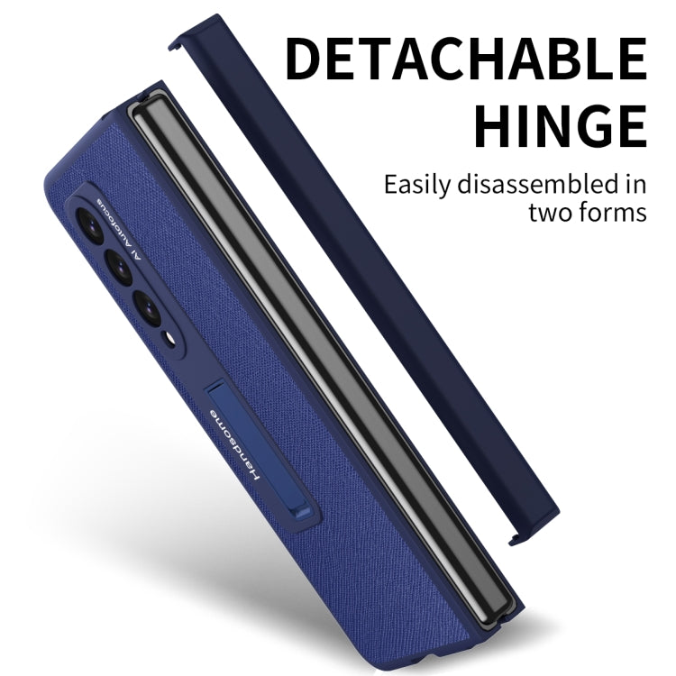 For Samsung Galaxy Z Fold3 Integrated  Cross Texture Hinge Full Coverage Flip Phone Case