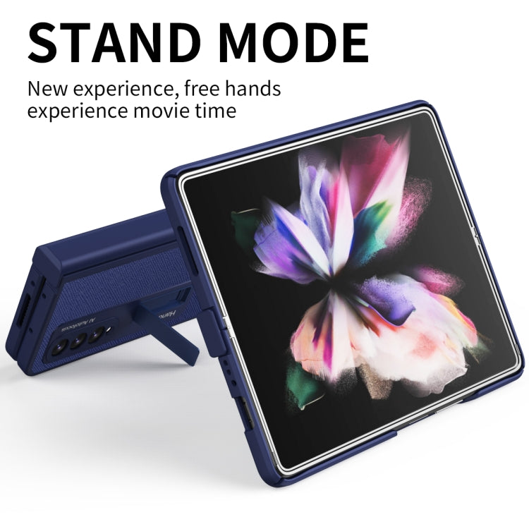 For Samsung Galaxy Z Fold3 Integrated  Cross Texture Hinge Full Coverage Flip Phone Case